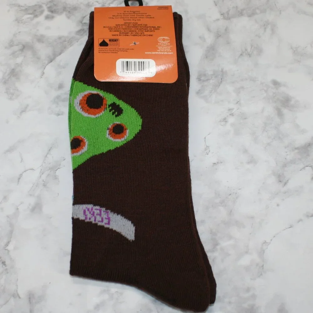HERSHEY KISS Socks Halloween Spooky Creepy Crew Unisex October Brown One Size